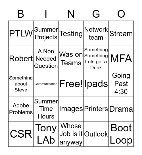 Tech Buzz Bingo Card