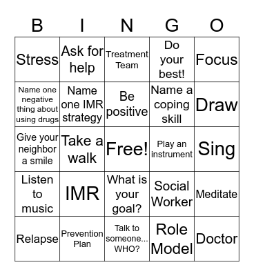 I   M   R    Bingo Card
