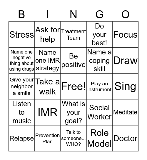 I   M   R    Bingo Card