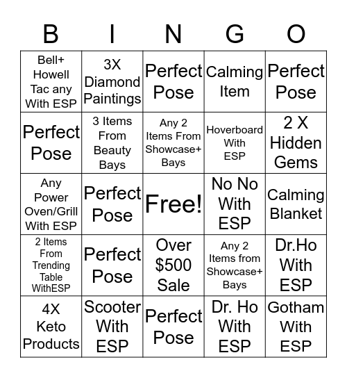 Showcase Bingo Card Bingo Card