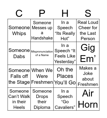 Graduation Bingo Card