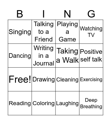 COPING SKILLS Bingo Card