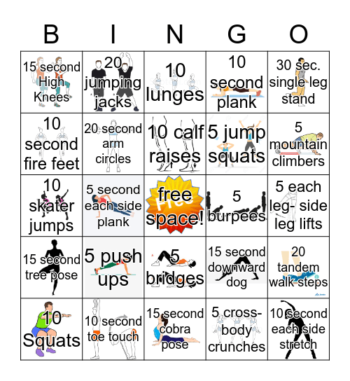National Physiotherapy Month Bingo Card