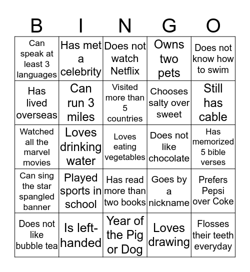 Mingle Bingo Newtown Retreat Bingo Card