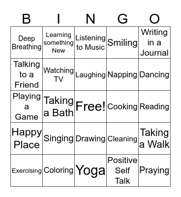 Coping Skills Bingo Card