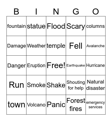 Disaster! Bingo Card