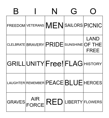 MEMORIAL DAY BINGO Card