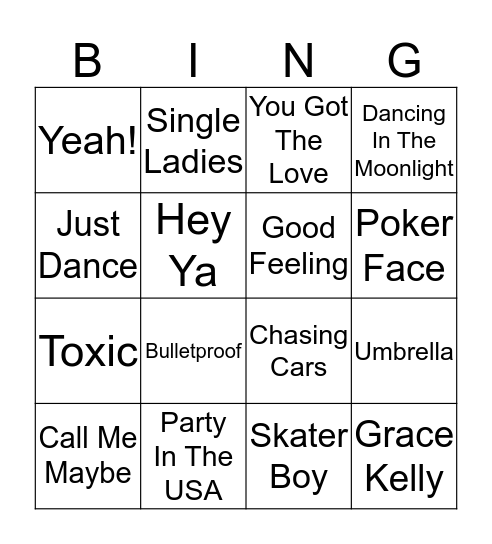 Music Bingo Card