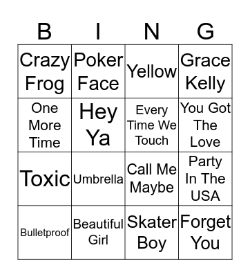 Music Bingo Card
