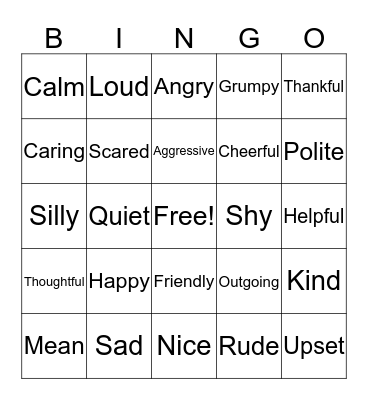 EMOTIONS BINGO Card