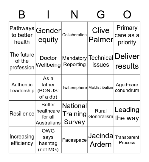 NatCon2019 Bingo Card
