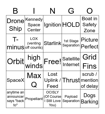 Starlink-1 Launch! (SpaceX) Bingo Card