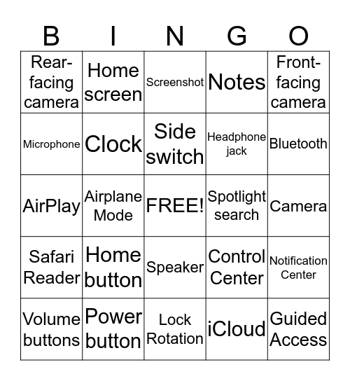 iPad Bingo Card