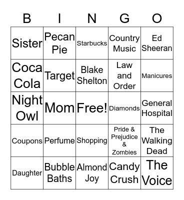 Gloria's Bingo Card