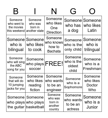 People Bingo Card