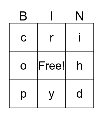 alphabet Bingo Card