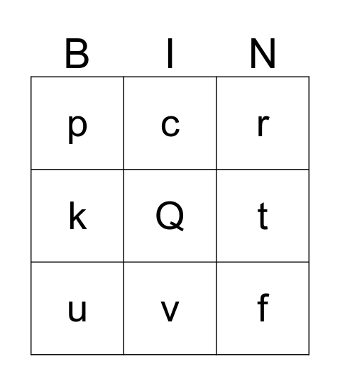 alphabet Bingo Card