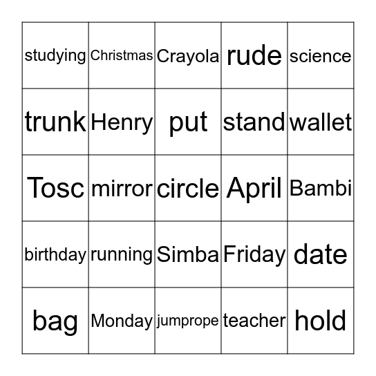 Bingo Card