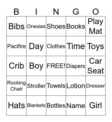 Mystery Baby Bingo Card