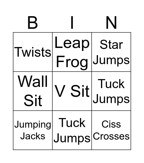 Get Active Bingo! Bingo Card