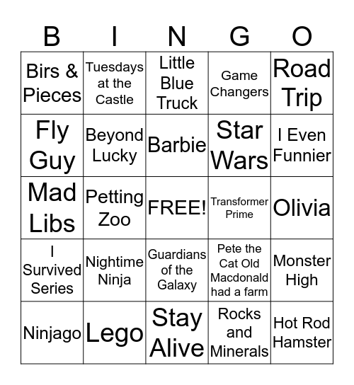 Book fair Bingo Card