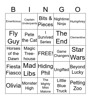 Book Fair Bingo Card