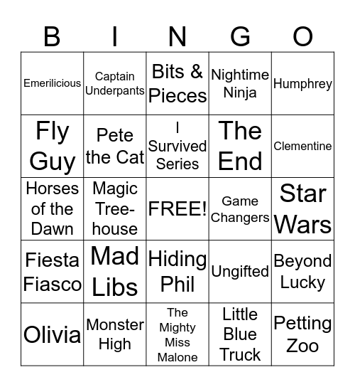 Book Fair Bingo Card