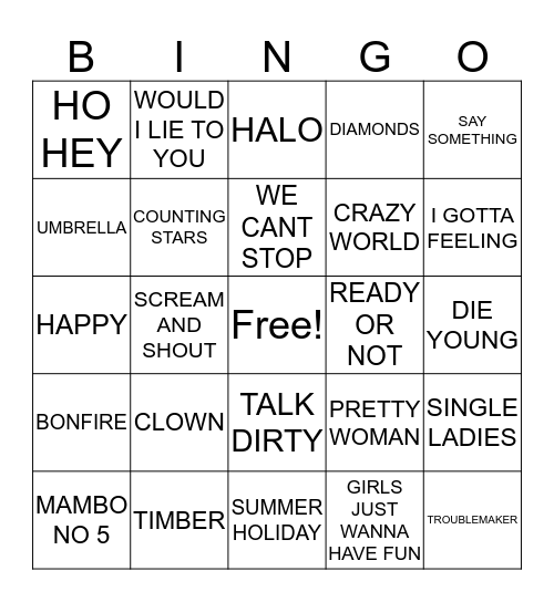 TAYLORS Bingo Card