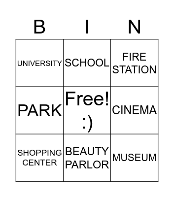 PLACES IN THE CITY Bingo Card