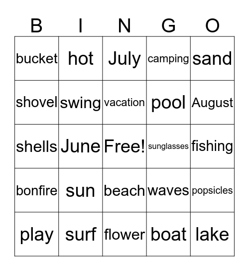 Summer Bingo Card