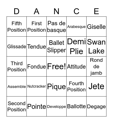 Ballet Bingo Card