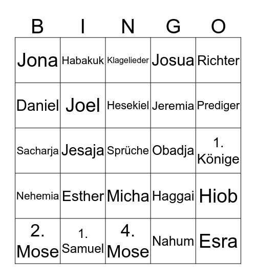 Bibel Bingo Card