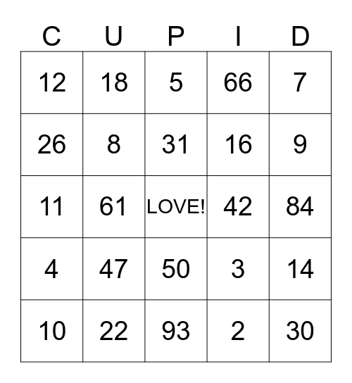 HAPPY VALENTINE'S DAY Bingo Card