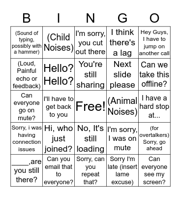 Conference Call Bingo Card