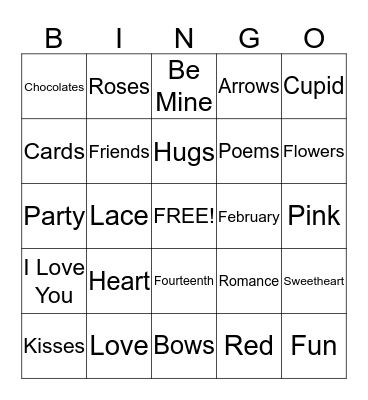 Valentine's Day Bingo Card