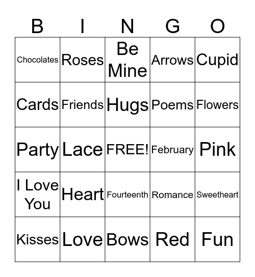 Valentine's Day Bingo Card