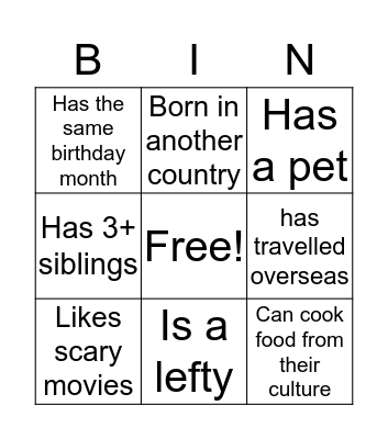 Getting-to-Know-You BINGO Card