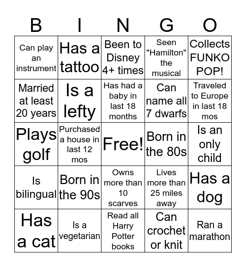 WOG BINGO Card