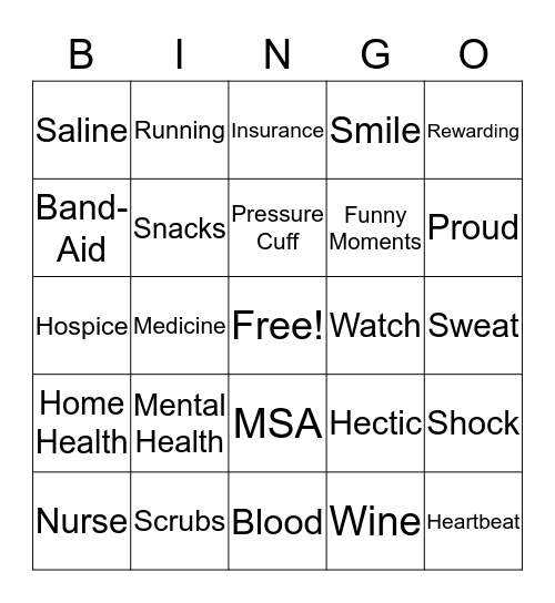 Medi Home Health and Hospice Bingo Card