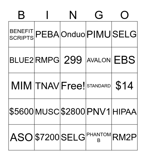 SHP Bingo Card