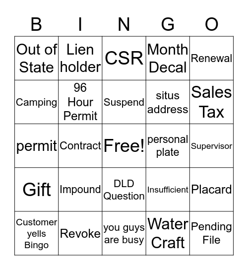 Untitled Bingo Card