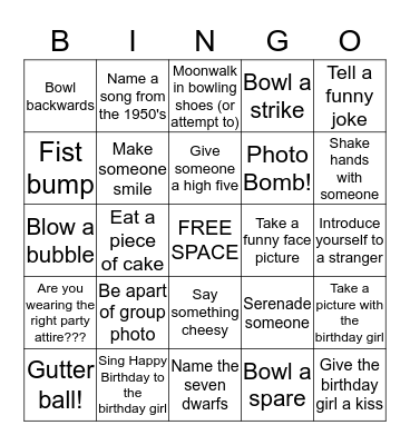 Birthday Bingo Card