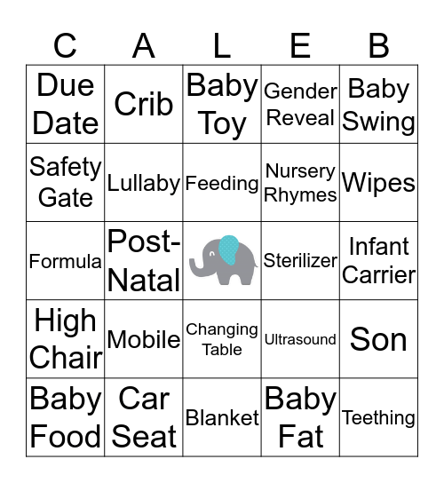 Lt. Christine's Baby Shower Bingo Card