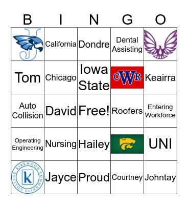 Senior Recognition Night Bingo Card