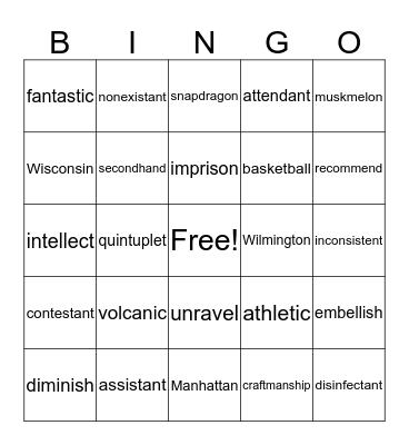 Wilson 3.4 Bingo Card