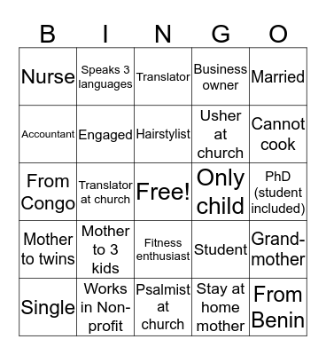Visionaries Brunch  Bingo Card