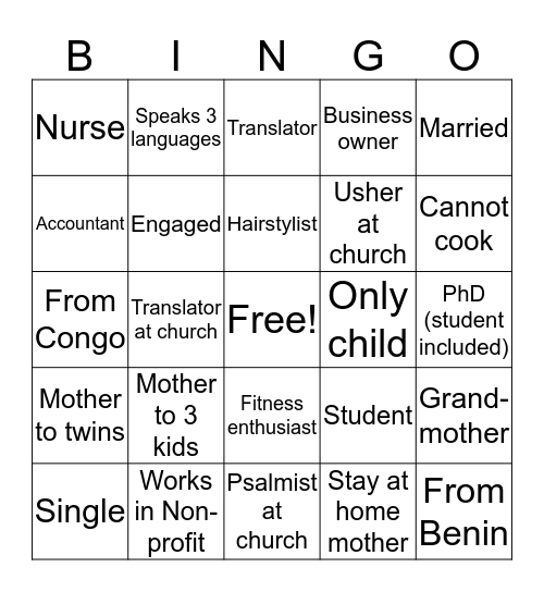 Visionaries Brunch  Bingo Card