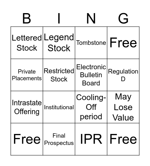 Seris 6 Top Off unit 1 Bingo Card