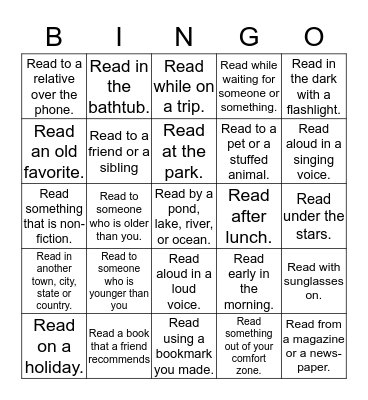 Summer Reading Bingo Card