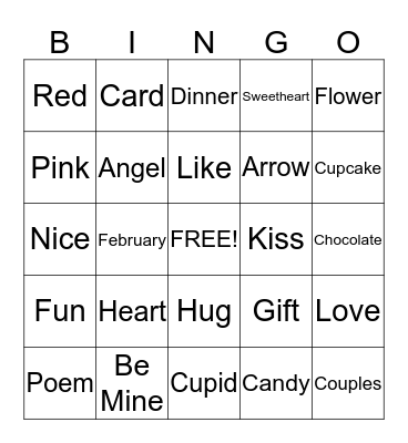 Valentine's Day  Bingo Card